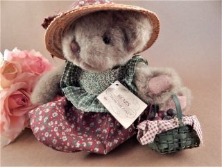 Teddy Bear Stuffed Plush Animal 7 " Russ Berrie Whitley Country Girl Bear Vintage
