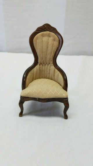 Vintage Dollhouse Furniture Wood Wooden Victorian Cushion Chair Miniature Toy 4 "