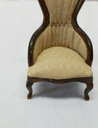 Vintage Dollhouse Furniture Wood Wooden Victorian Cushion Chair Miniature Toy 4 