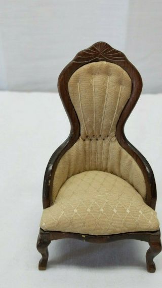 Vintage Dollhouse Furniture Wood Wooden Victorian Cushion Chair Miniature Toy 4 