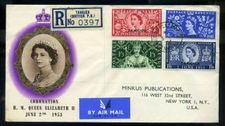 Morocco Agencies Tangier 1953 Coronation First Day Cover To Usa Airmail Rare