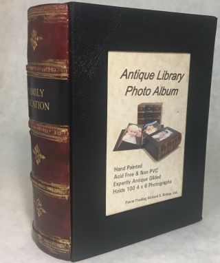 Hand - painted Antique Library Photo Album 