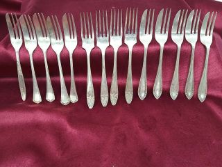 14 Various Design Vintage Silver Plate Cake Or Pastry Forks Cutlery