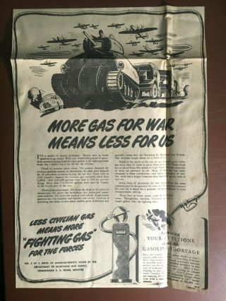 Rare 1944 Canada Ad Canadian Wwii Ration Rationing Gas Gasoline War Effort