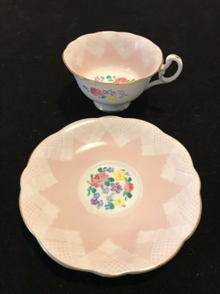 Hand Painted Pink Foley Bone China Teacup And Saucer
