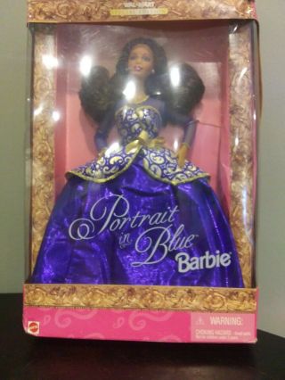 1997 Wal - Mart Special Edition Portrait In Blue Barbie Black Doll Mattel 19356