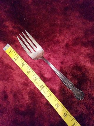 Old Company Plate Signature Cold Meat Serving Fork 8 - 7/8 Silverplate 1950 Mono B