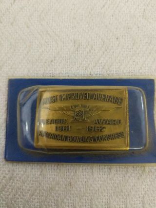 American Bowling Congress Most Improved Average Award Belt Buckle 1961 - 1962 D2