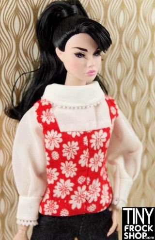 Barbie Vintage Floral Red And White Shirt