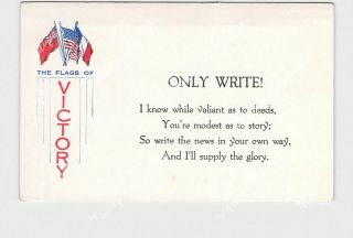 Antique Postcard Patriotic Flags Of Victory America Great Britain France
