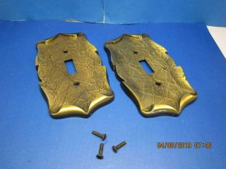 2 Vintage Amerock Carriage House Antique English Brass Light Switch Cover Plate