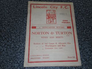 Lincoln City V Doncaster Rovers 1938/9 May 6th Mega Rare Pre - War