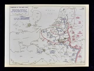 West Point Wwii Map - Battle Of Flanders - Holland Belgium Netherlands - 1940