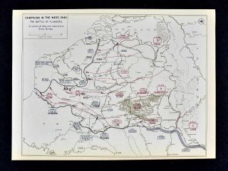 West Point Wwii Map - Battle Of Flanders British Line Frankforce May 16 - 21 1940