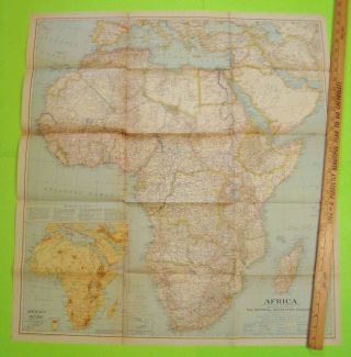 1935 Huge Color Wall Map Of Africa 29 " X 32 " National Geographic Xlnt