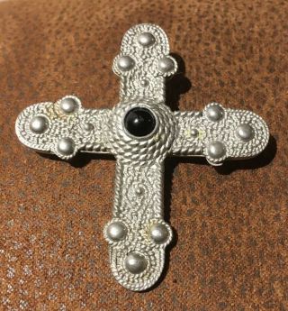 Ortak Orkney Scotland Rare Cross Jewelery Silver Metal Broach Badge Brooch Pin