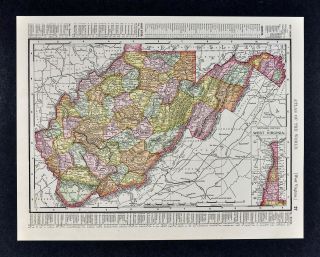 1895 Rand Mcnally Map - West Virginia - Charleston Fairmont Grafton Moorefield
