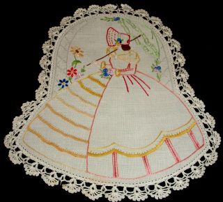 Bell Shape Doily Small Hand Embroidered Crinoline Lady