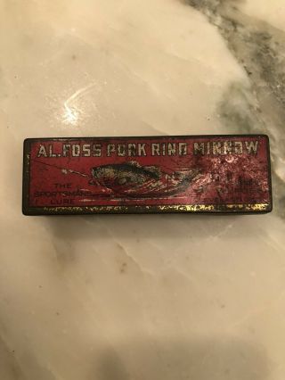 Vintage Al.  Foss Pork Rind Minnow Litho Tin Lure Box