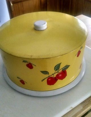 1950 / 60 Antique Vintage Bakers Cake Carrier With Apple Decor Retro