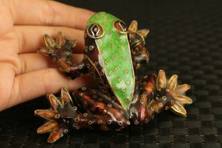 Fine Old Cloisonne Hand Painting Fortune Frog Statue Collectable Home Deco