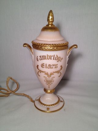 Rare Cambridge Glass Crown Tuscan Store Advertising Lamp Complete
