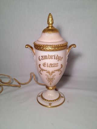 Rare Cambridge Glass Crown Tuscan Store Advertising Lamp Complete 3