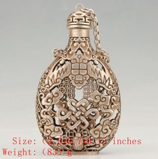 Unique Chinese Tibetan Silver Snuff Box Pendant Hollow - Out Bow Knot Handicraft