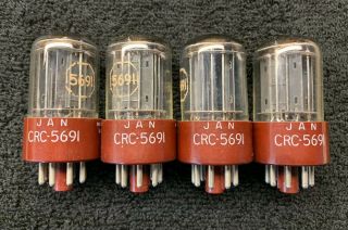 NOS Quad RCA JAN CRC 5691 Rare Red Base Audio Tubes USA 2