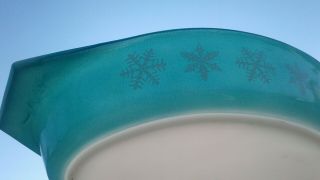 RARE BIG FLAKES Vintage Pyrex Turquoise Snowflake Open Baker Casserole Dish 3