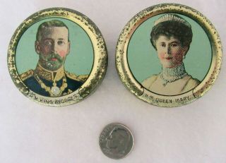 King George V Queen Mary Small Pastilles Tins / Still Has Mints English Royalty