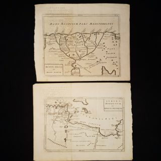 1755 Maps Africa And Egypt Copper Plate Syrtes Byzacium & Egypti Delta Nili