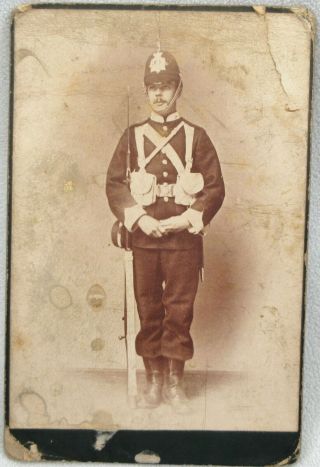 Cabinet Card Soldier Rifle Volunteer Victorian Uniform Military Antique Photo