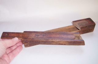 Antique Vintage Wooden Slide & Swivel Pencil Box Desktop Item - Treen