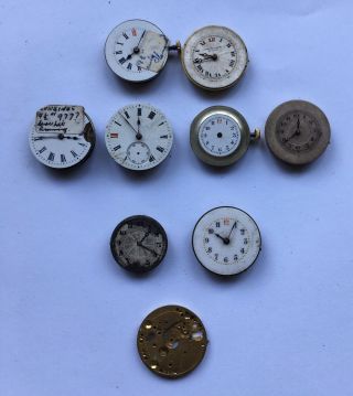 8 X Antique Baume & Co Longines 22.  5mm Watch Movements All For Repair Purposes