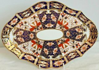 Extremely Rare Royal Crown Derby 2451 Or Traditional Imari Diamond Shaped Tray