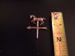VINTAGE Pewter Dollhouse Miniature Weather Vane With Horse 2