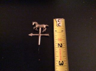 VINTAGE Pewter Dollhouse Miniature Weather Vane With Horse 3