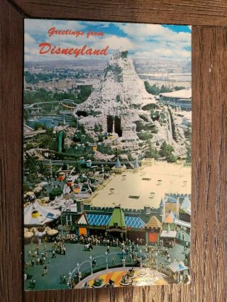 Disneyland Rare Aerial Matterhorn/fantasyland Post Card