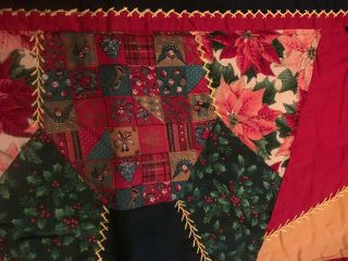 Christmas Patchwork Crazy Quilt Table Runner 43” X 14” 3