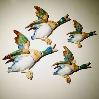 Rare Set Of Four Beswick 596 Flying Ducks Mallards Wall Mounted 1950 