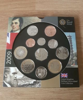 Royal 2009 Decimal Coin Set Inc Rare Kew Gardens 50p Coin