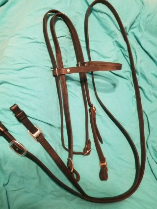 Leather Headstall/reins Blk