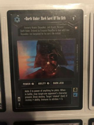 Star Wars Ccg Special Edition Darth Vader Dark Lord Of The Sith Rare Card