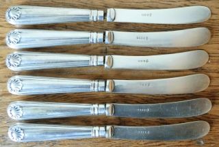 Antique 1900 - 30s Vintage Matching Set Of 6 Sheffield Silver Plated Butter Knives