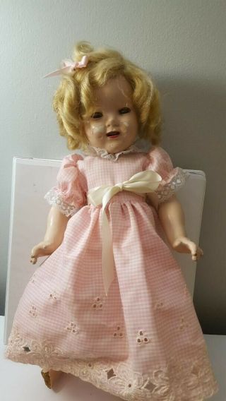 Vintage 18 " Ideal Composition Shirley Temple Doll W/ Dress - Tlc
