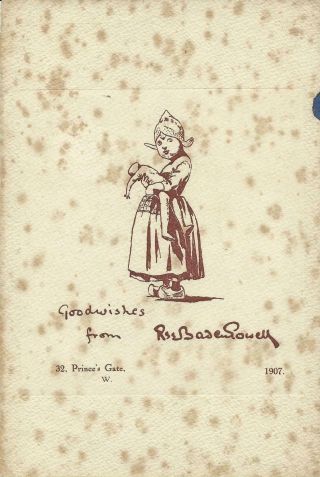 1907 Baden Powell Christmas Card Very Rare Spotty But Could Not Find Another