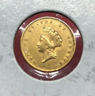 1855 Type 2 Indian Dollar Gold Coin (g$1) - Xf Details - Rare Type 2