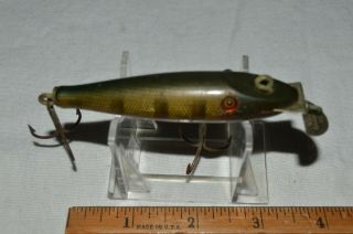 Vintage Creek Chub Baby Pikie Fishing Lure Wood Glass Eyes Perch 3 1/4 "