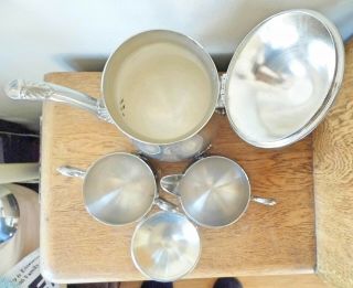 VINTAGE SHEFFIELD SILVER PLATED QUEEN ANNE STYLE TEA POT SET Milk Jug Sugar Bowl 2